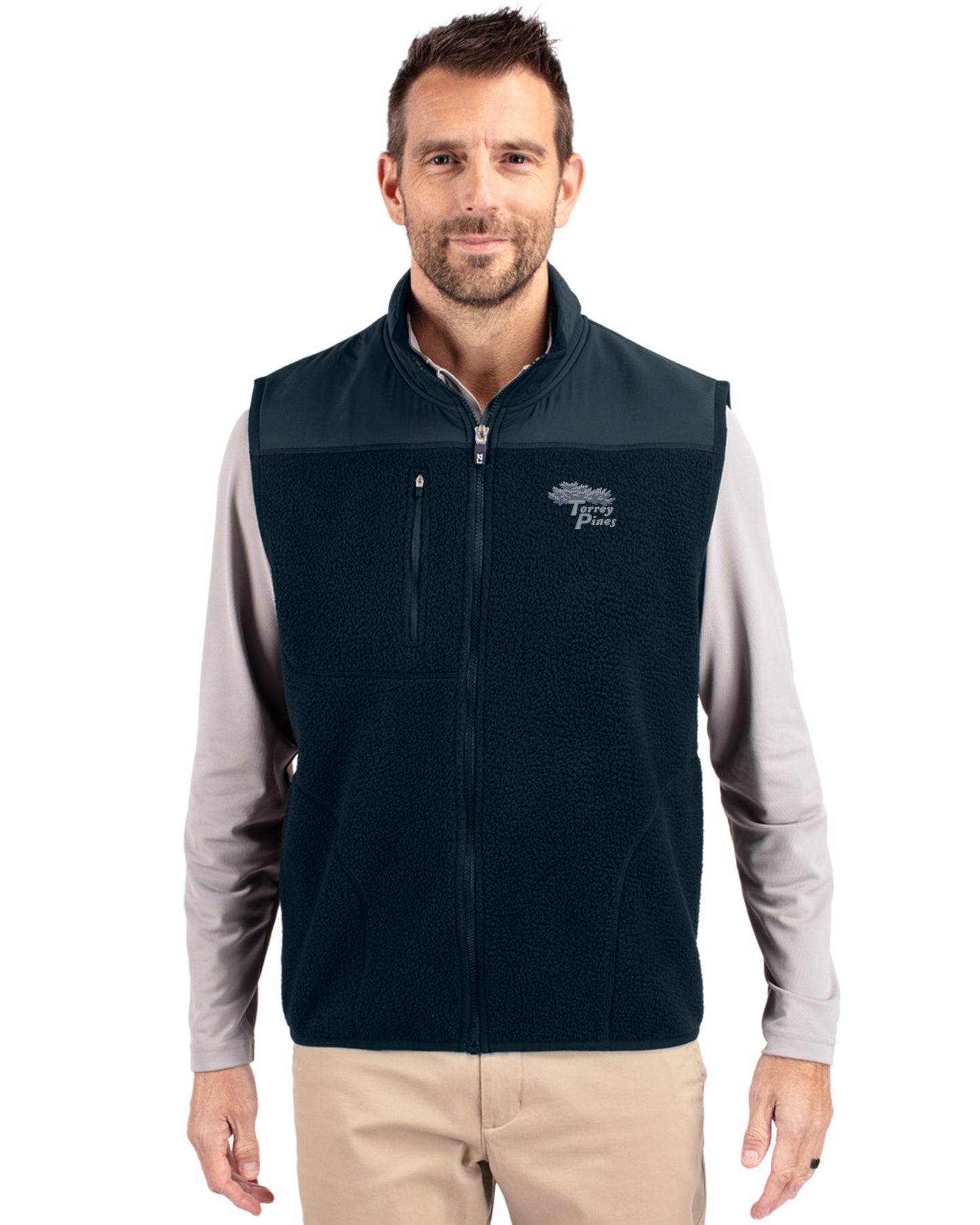 Torrey Pines Cutter & Buck Cascade Epic Comfort Recycled Sherpa Fleece Mens Big & Tall Full Zip Vest