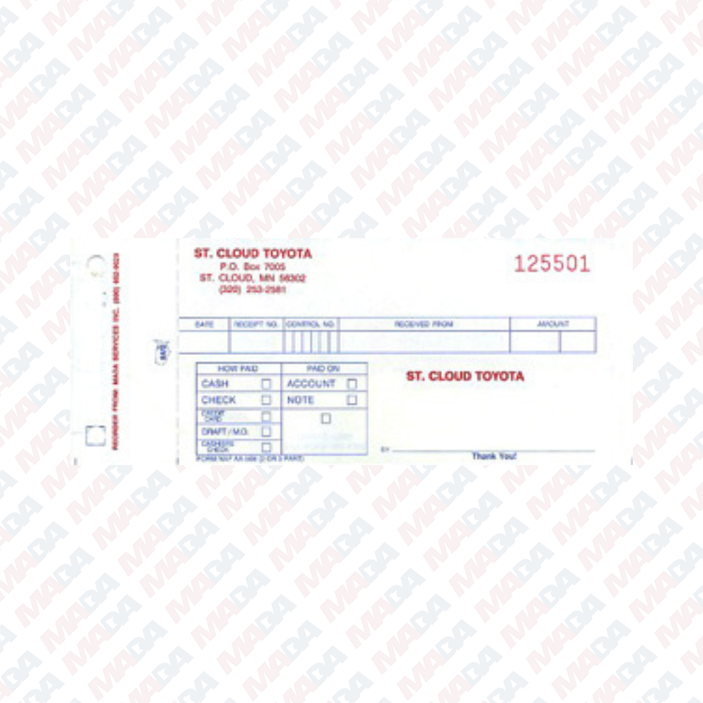 Cash Receipt - St. Cloud Toyota (1 pack)