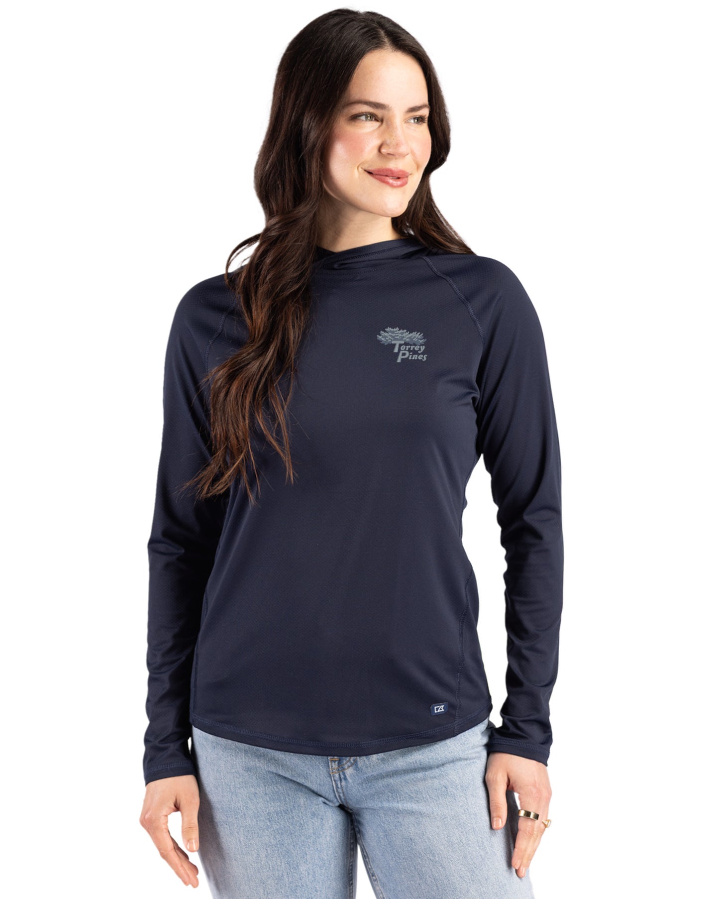 Torrey Pines Cutter & Buck Prospect Recycled Featherlight Stretch Womens Hooded Pullover