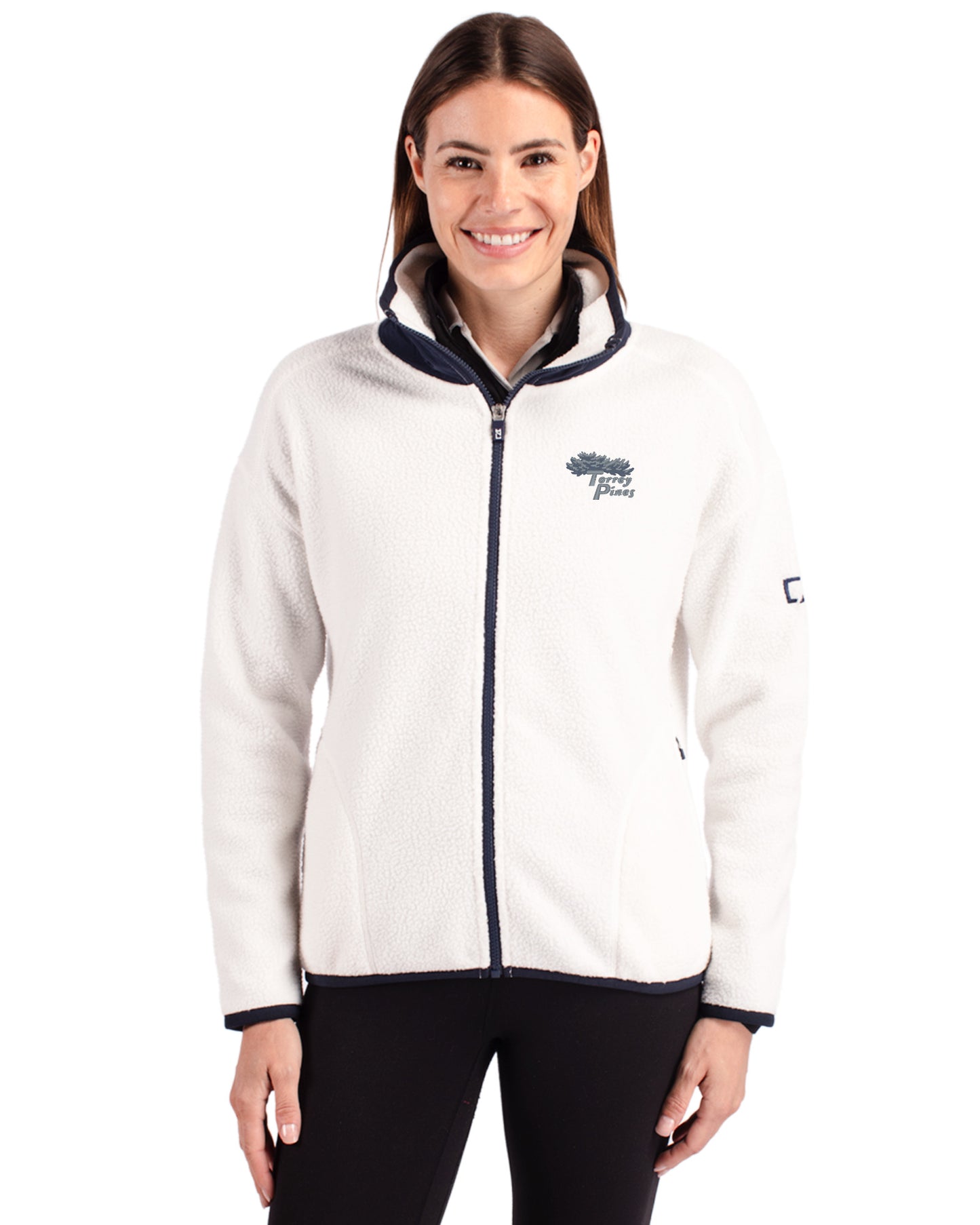 Torrey Pines Cutter & Buck Cascade Epic Comfort Recycled Sherpa Fleece Womens Full Zip Jacket