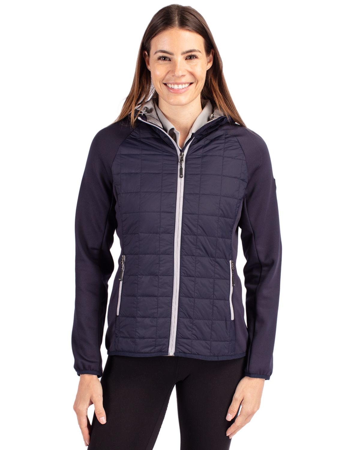 Cutter & Buck Rainier Recycled Insulated Hybrid Puffer Womens Full Zip Jacket