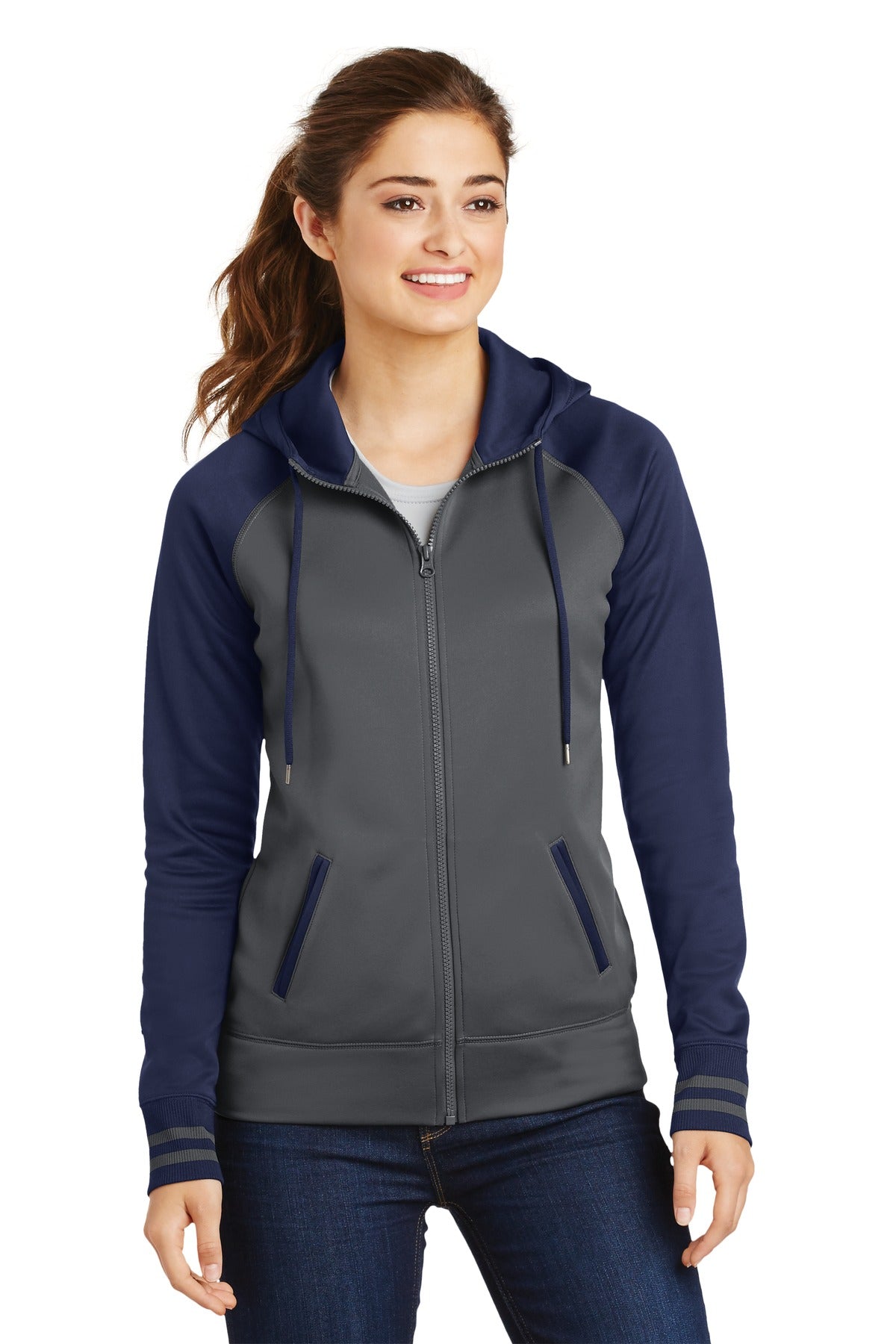 Sport-Tek ® Women's Sport-Wick ® Varsity Fleece Full-Zip Hooded Jacket. LST236