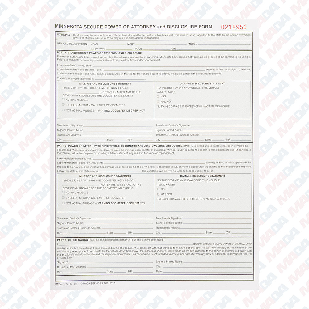 Secure Power Of Attorney - Laser (100 Pack)