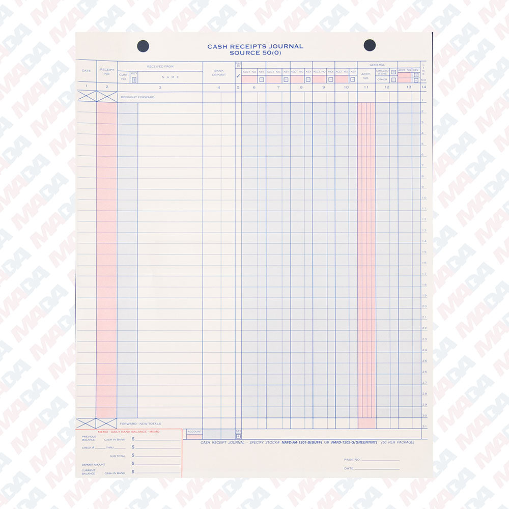 Cash Receipt Jrnl / Buff (50 pack)