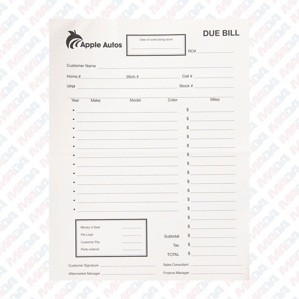 Due Bill - Apple Auto Group (125 pack)