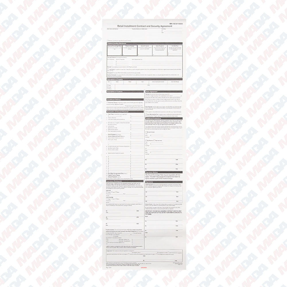 Bankers System Finance Contract - LF (100 pack)