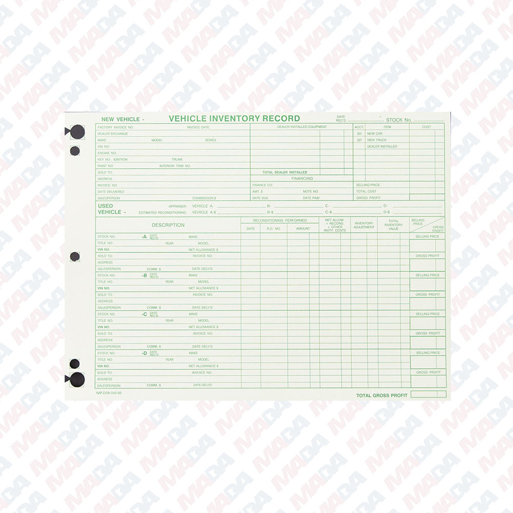 Vehicle Inventory Record (50 pack)