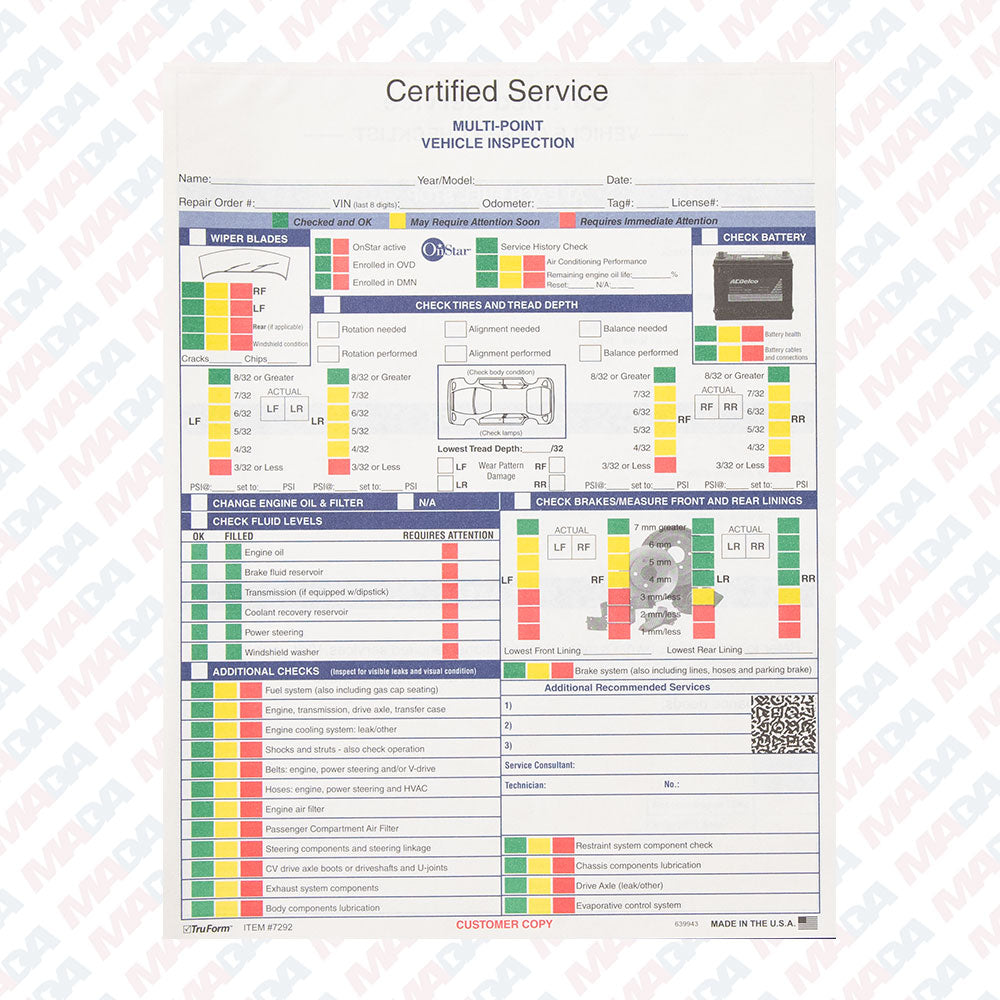 Multi-Point Inspection Form (250 Pack)