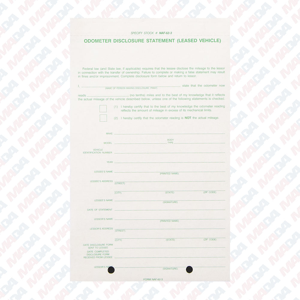 Lease Odometer - 1989-3 Pt (100 Pack)