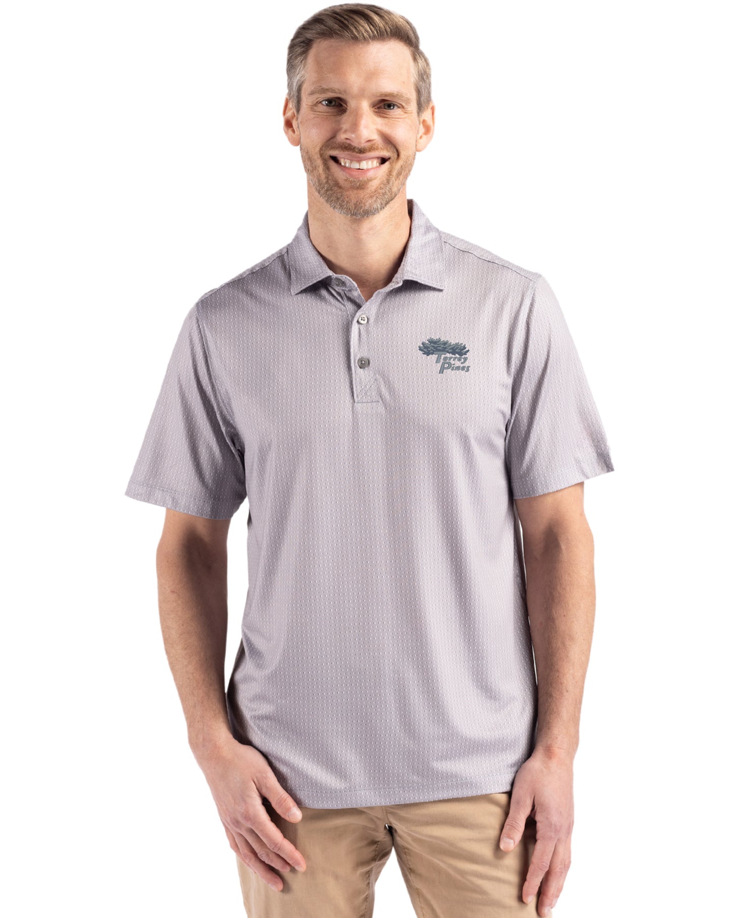 Torrey Pines Cutter & Buck Pike Recycled Shadow Check Print Mens Polo