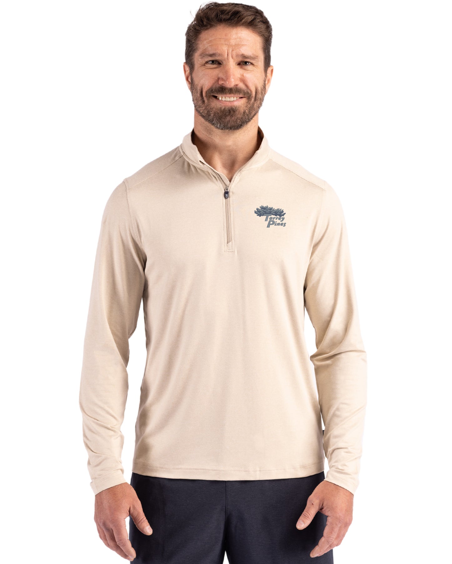 Torrey Pines Cutter & Buck Coastline Recycled Double Peached Mens Quarter Zip Pullover