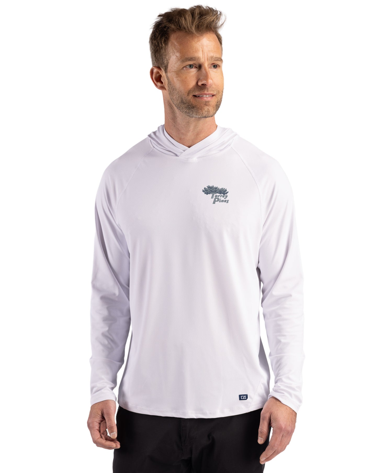 Torrey Pines Cutter & Buck Prospect Recycled Featherlight Stretch Mens Hooded Pullover
