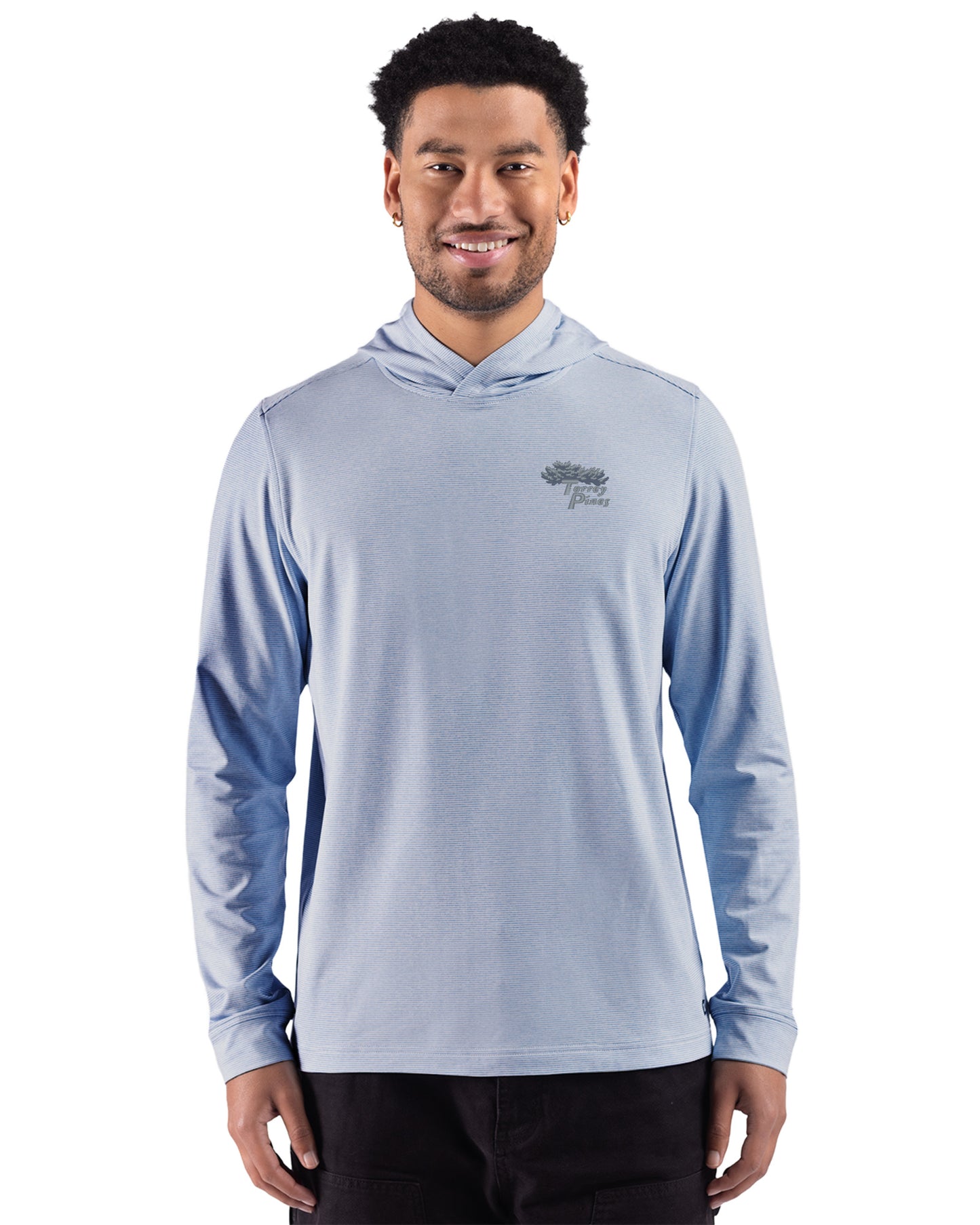 Torrey Pines Cutter & Buck Adapt Recycled Soft Knit Stripe Mens Hooded Pullover