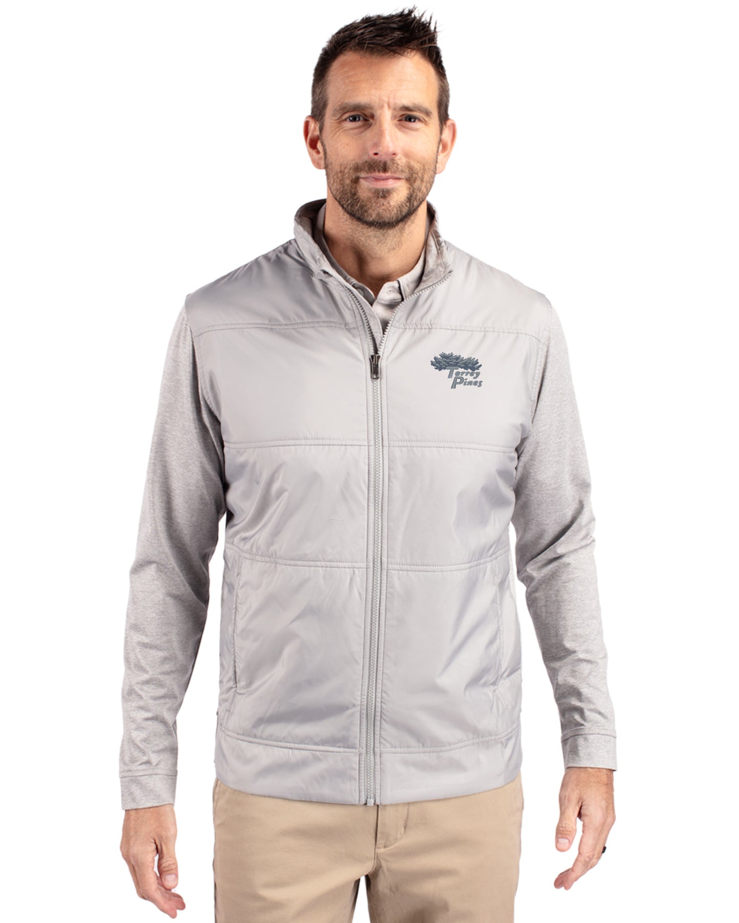 Torrey Pines Cutter & Buck Stealth Recycled Hybrid Quilted Mens Windbreaker Jacket