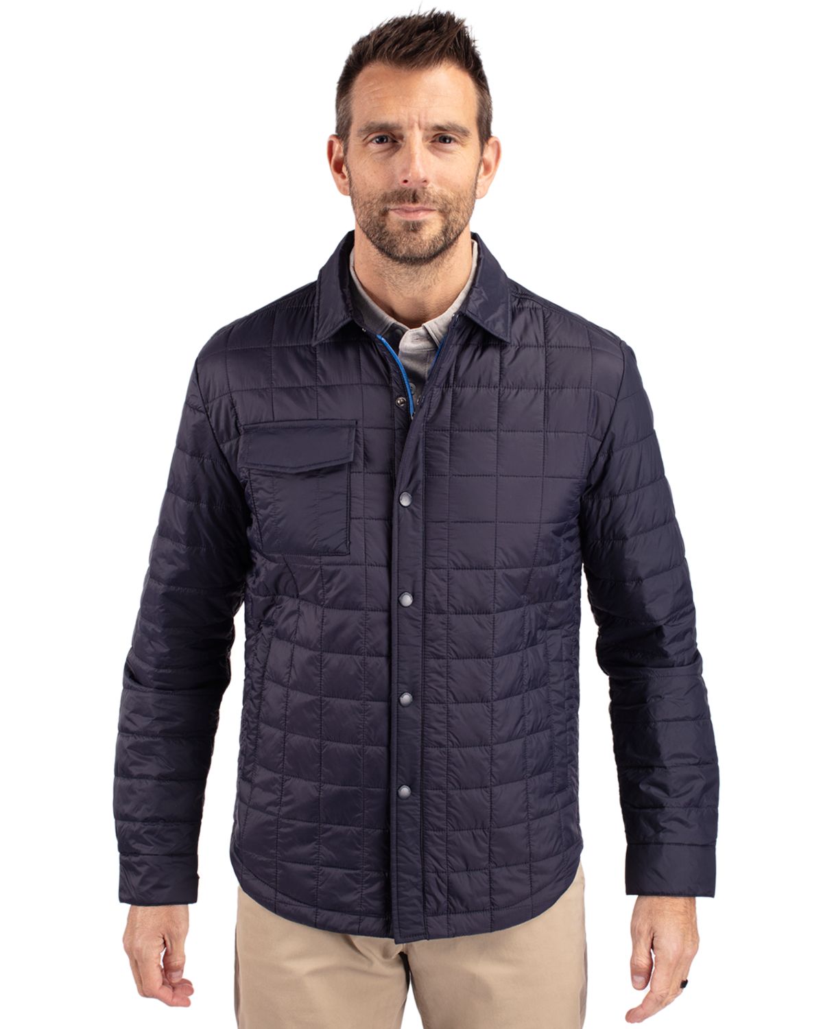 Cutter & Buck Rainier Recycled Insulated Puffer Mens Full Zip Shirt Jacket
