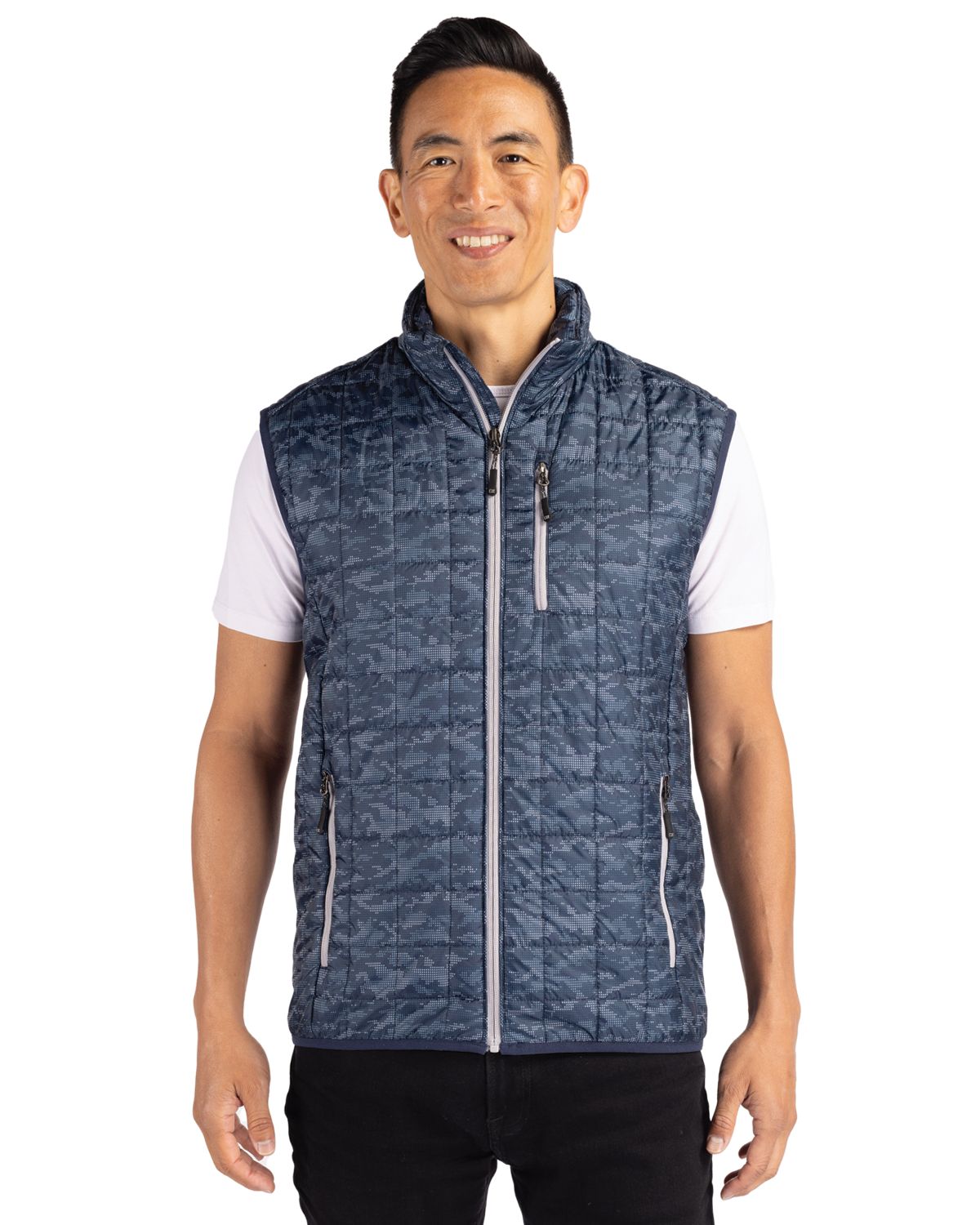 Cutter & Buck Rainier Recycled Insulated Printed Puffer Mens Full Zip Vest