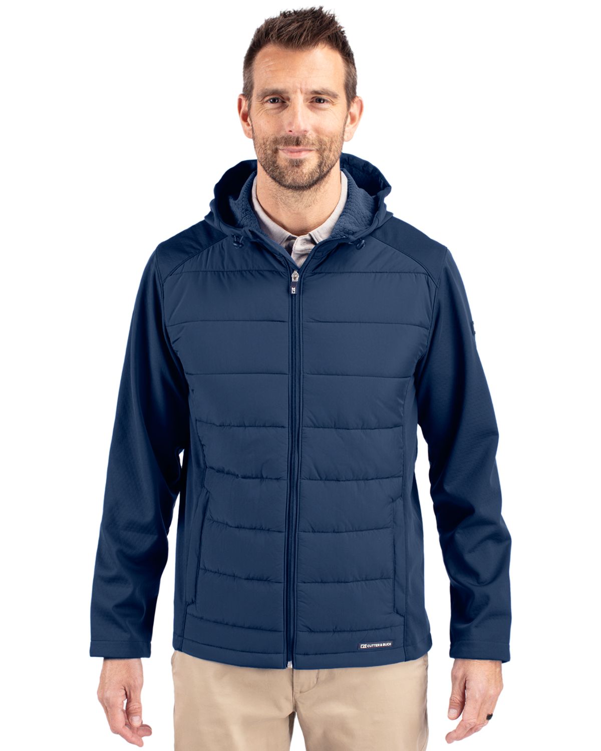 Cutter & Buck Evoke RecycledHoneycombFleeceMensBig & Tall Hybrid Full Zip Jacket
