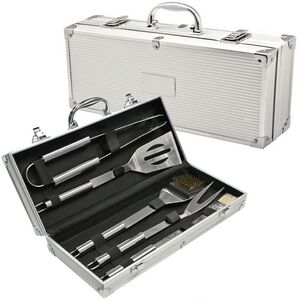 5pc Stainless Steel BBQ Grill Set w/ Carrying Case & Tools