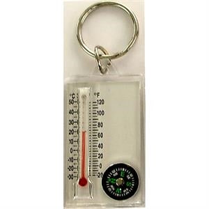 Compass & Thermometer Keychain w/Wind Chill Chart