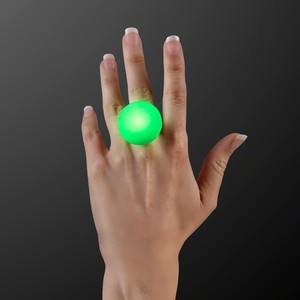 Hand model displaying Light Up Green LED Glow Rings
