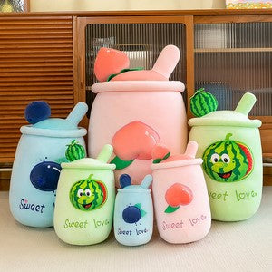 Fruit Cup Shape Plush Toy Pillow Decor