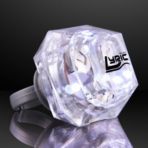 White Princess Cut Huge Diamond LED Rings - PRINTED