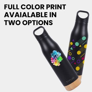 Premium 17 oz TiTUS® Stainless Steel Water Bottle with Wood Base