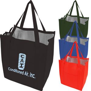 235 GSM Non-Woven Reinforce Handle Insulated Grocery W/ Gusset Tote Bag (13" X 15" X 9")