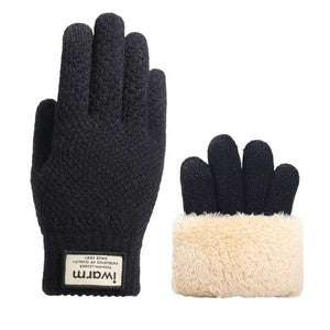 Touch Screen Double Layer Winter Knitted Gloves For Men