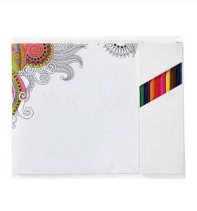 Deluxe Adult Coloring Book & 8-Color Pencil Set (7"x7")