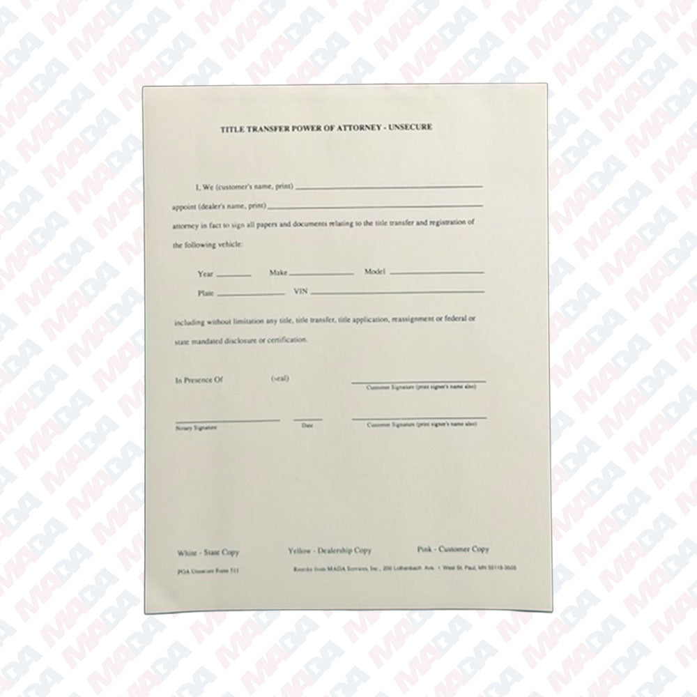 Unsecured Power Of Attorney (25 Pack)