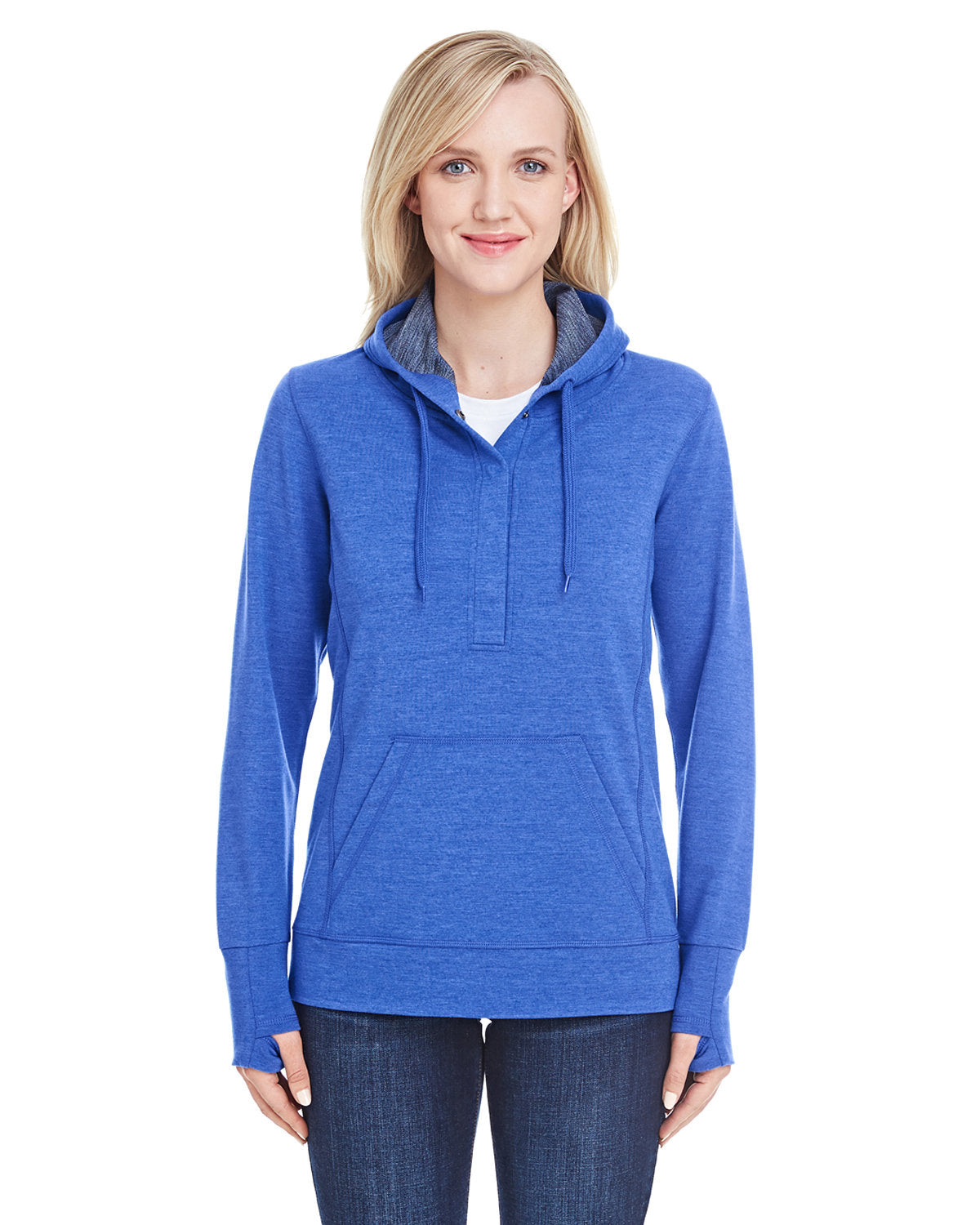 Ladies' Omega Stretch Snap-Placket Hooded Sweatshirt