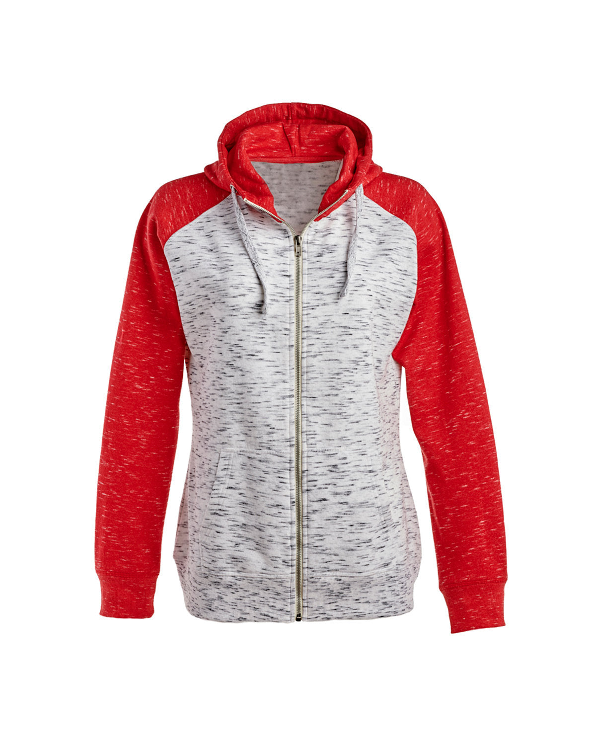 Ladies' Mélange Fleece Two-Tone Full-Zip Hooded Sweatshirt