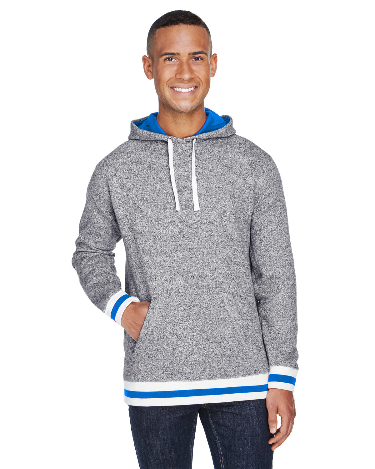 Adult Peppered Fleece Lapover Hooded Sweatshirt