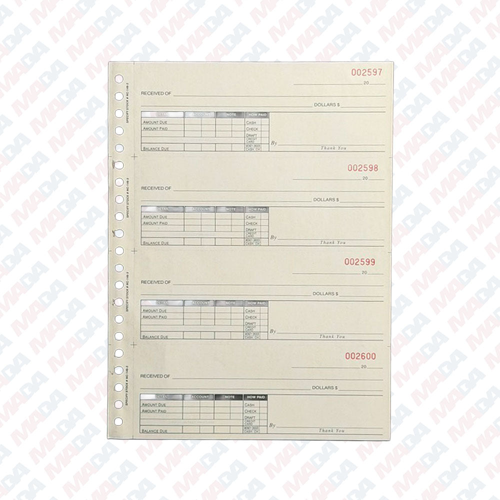 Cash Receipt Book/4 Per Page (200 Pack)