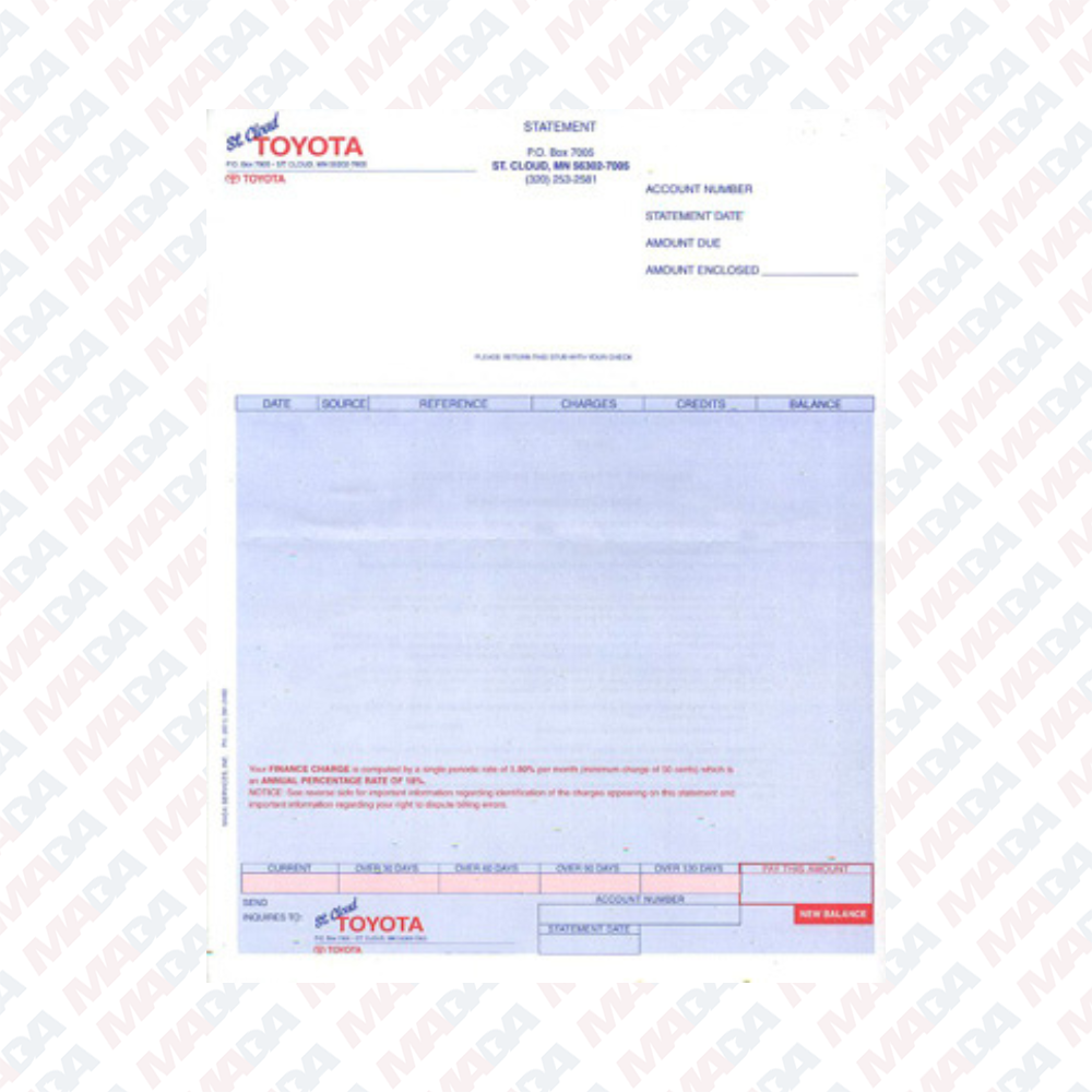 A/R Statement - St. Cloud Toyota (1 pack)