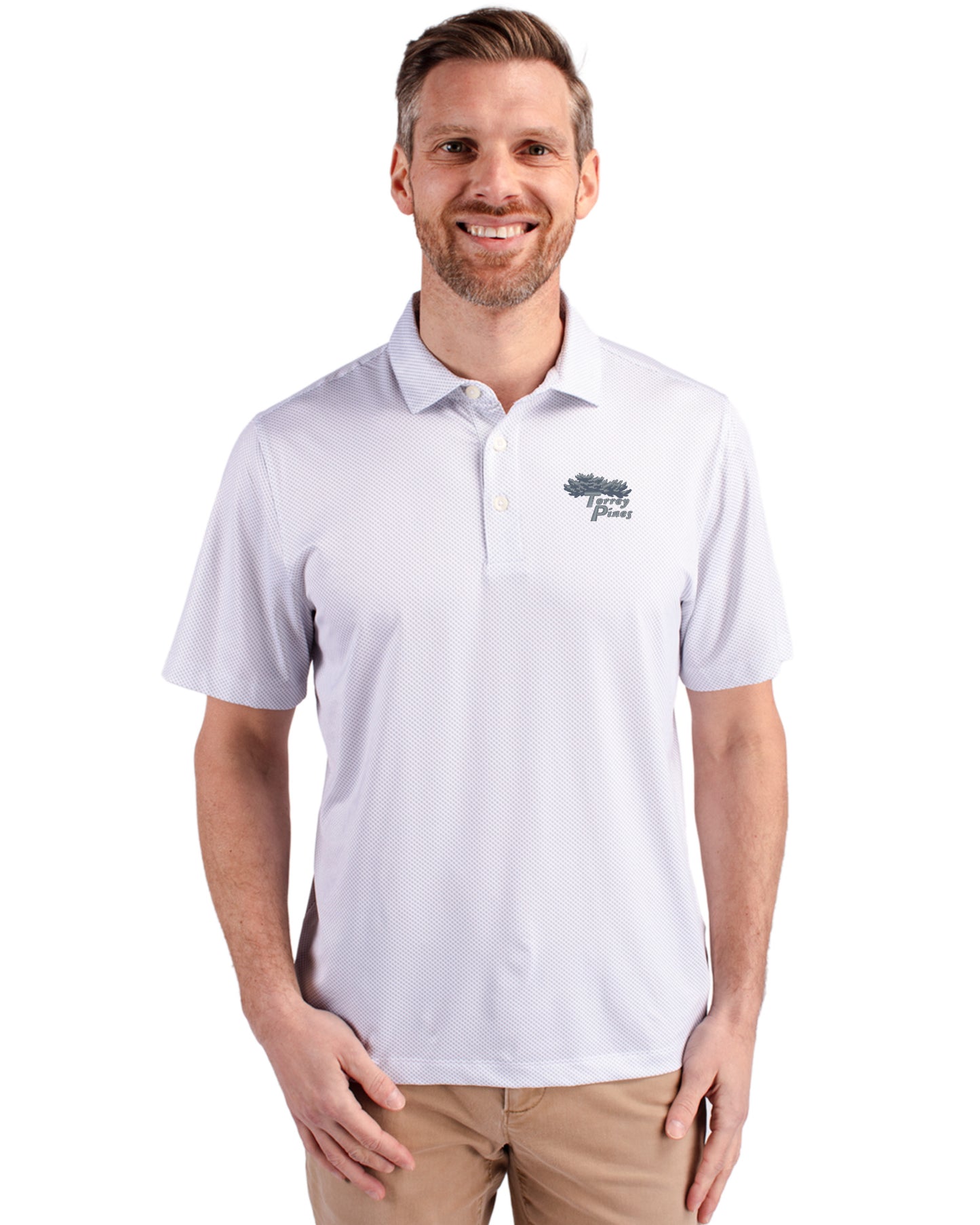 Torrey Pines Cutter & Buck Pike Recycled Symmetry Print Mens Big & Tall Polo