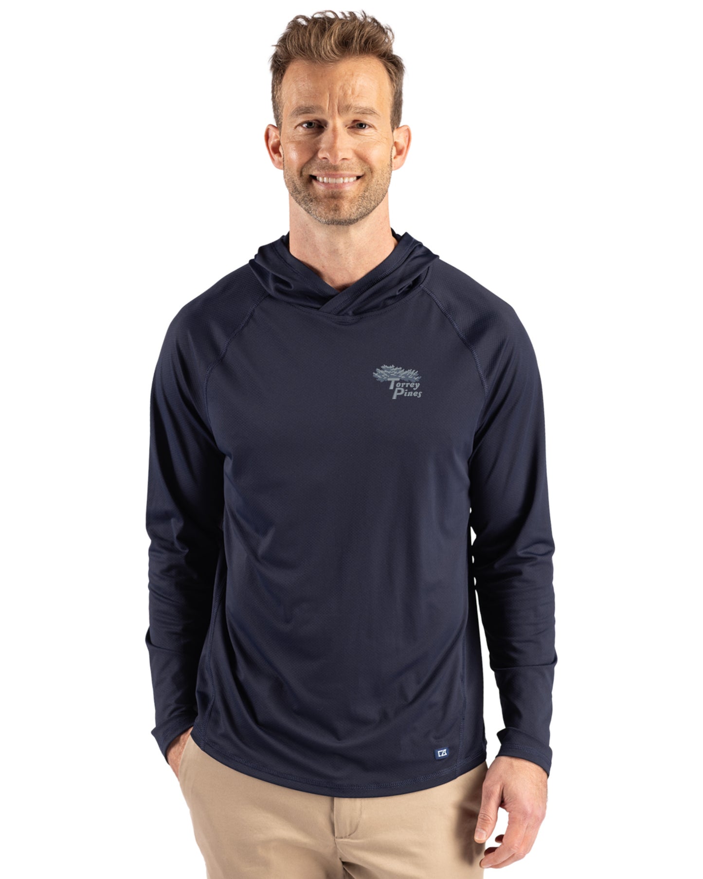 Torrey Pines Cutter & Buck Prospect Recycled Featherlight Stretch Mens Big & Tall Hooded Pullover