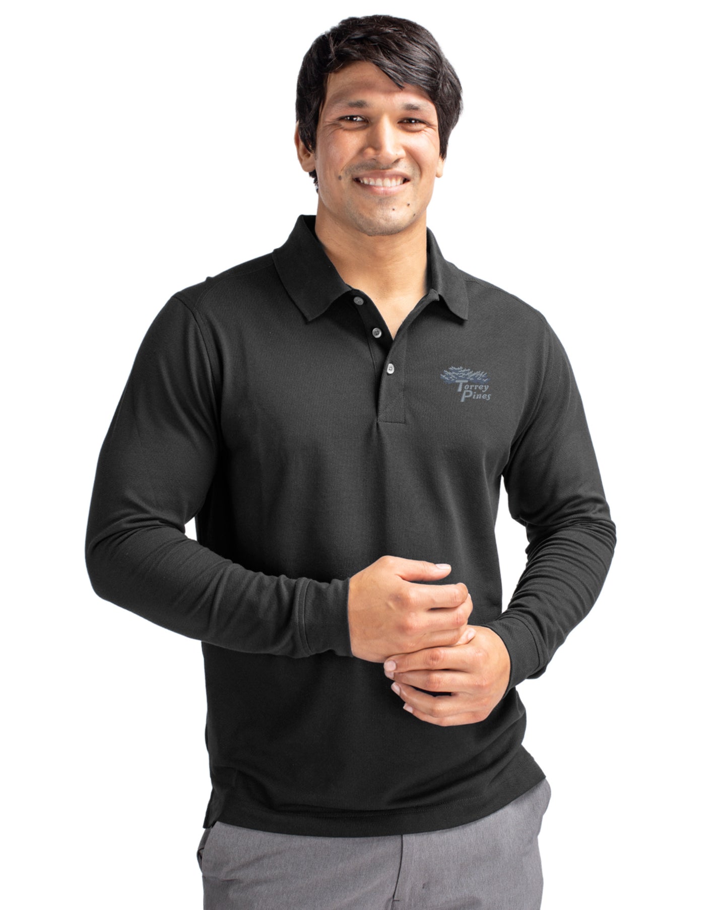 Torrey Pines Cutter & Buck Advantage Recycled Cotton-Blend Pique Mens Big & Tall Long Sleeve Polo