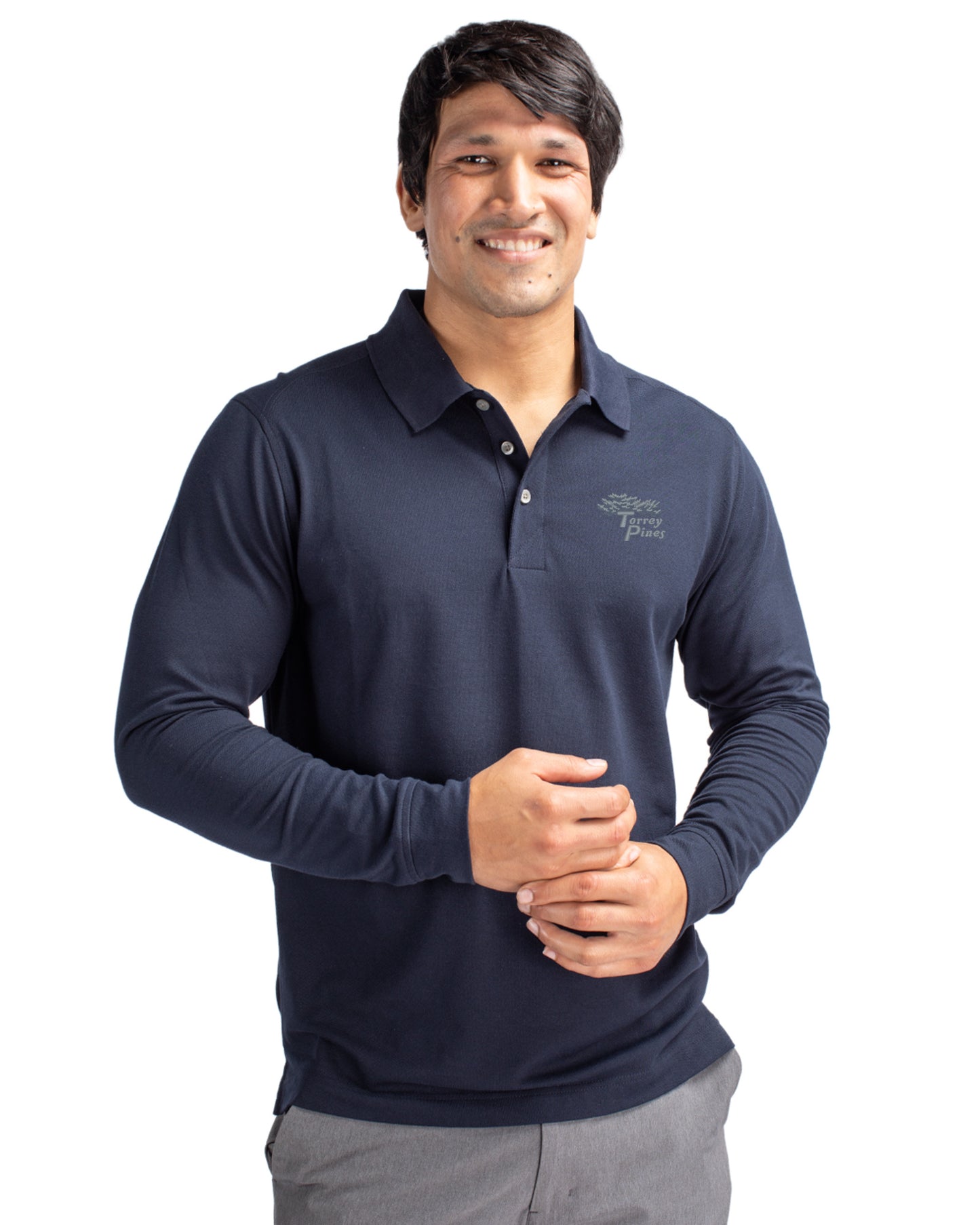 Torrey Pines Cutter & Buck Advantage Recycled Cotton-Blend Pique Mens Big & Tall Long Sleeve Polo