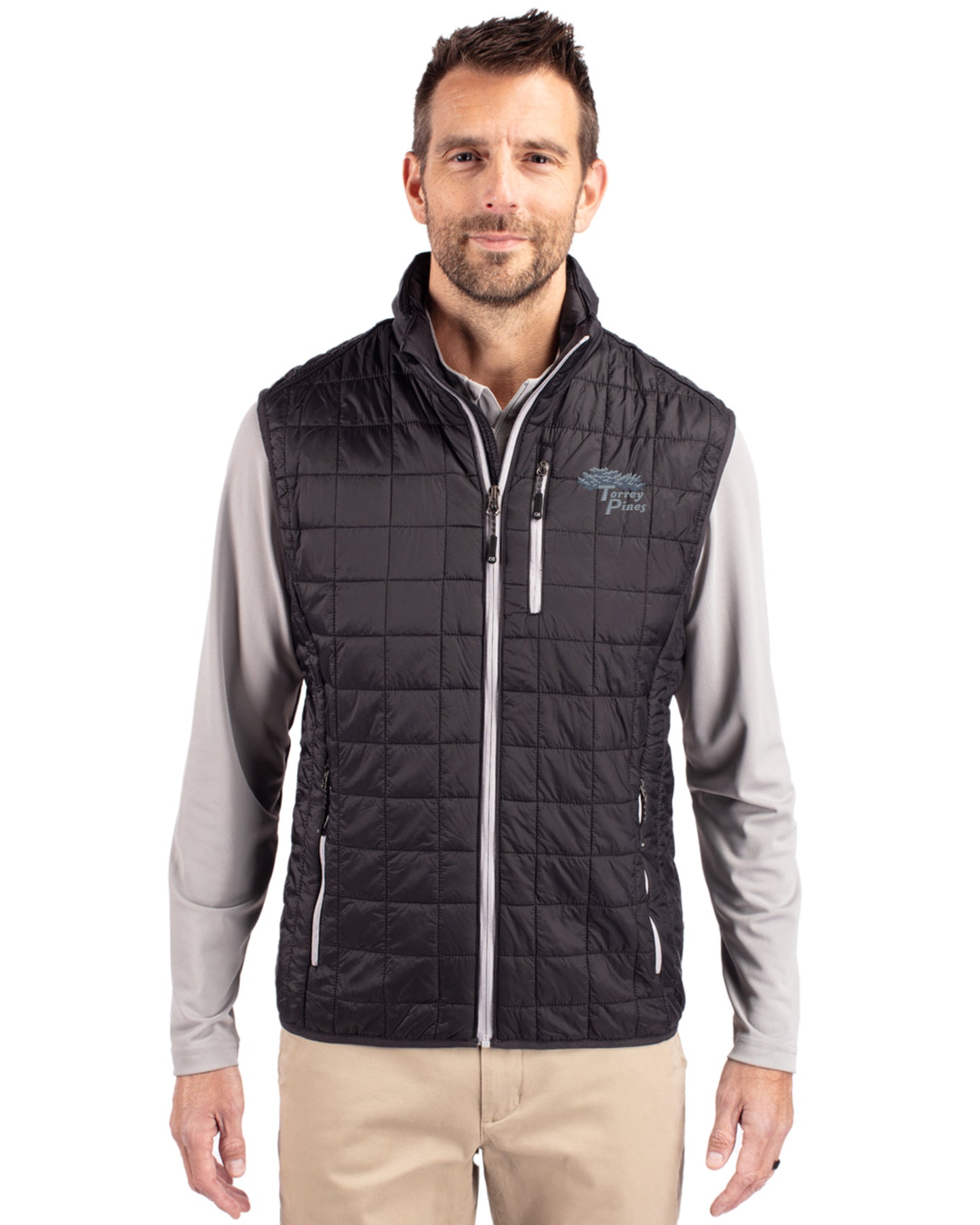 Torrey Pines Cutter & Buck Rainier Recycled Insulated Puffer Mens Big & Tall Full Zip Vest