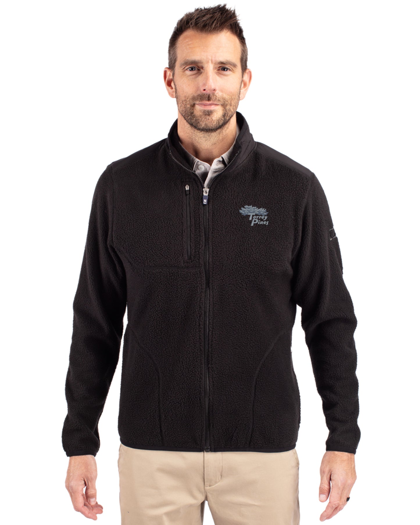 Torrey Pines Cutter & Buck Cascade Epic Comfort Recycled Sherpa Fleece Mens Big & Tall Full Zip Jacket