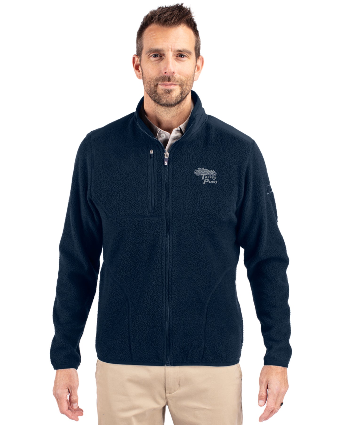 Torrey Pines Cutter & Buck Cascade Epic Comfort Recycled Sherpa Fleece Mens Big & Tall Full Zip Jacket