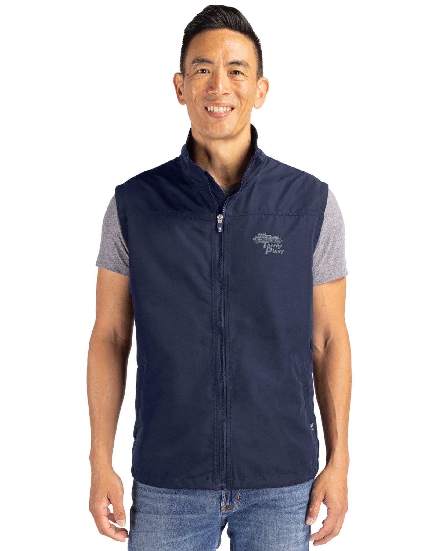 Torrey Pines Cutter & Buck Charter Recycled Packable Mens Big & Tall Full Zip Vest