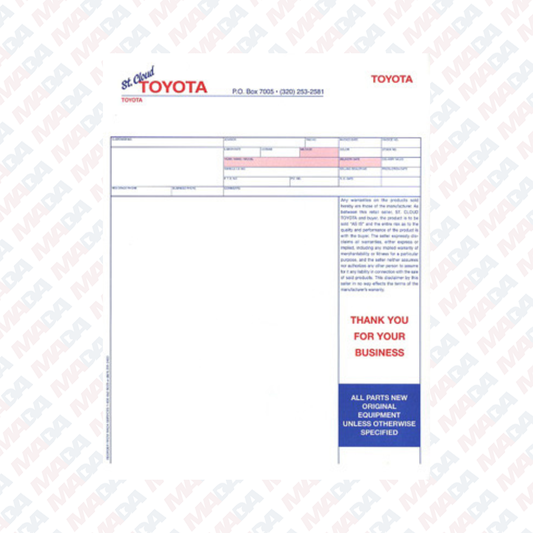 Cashier Invoice - St. Cloud Toyota (1 pack)
