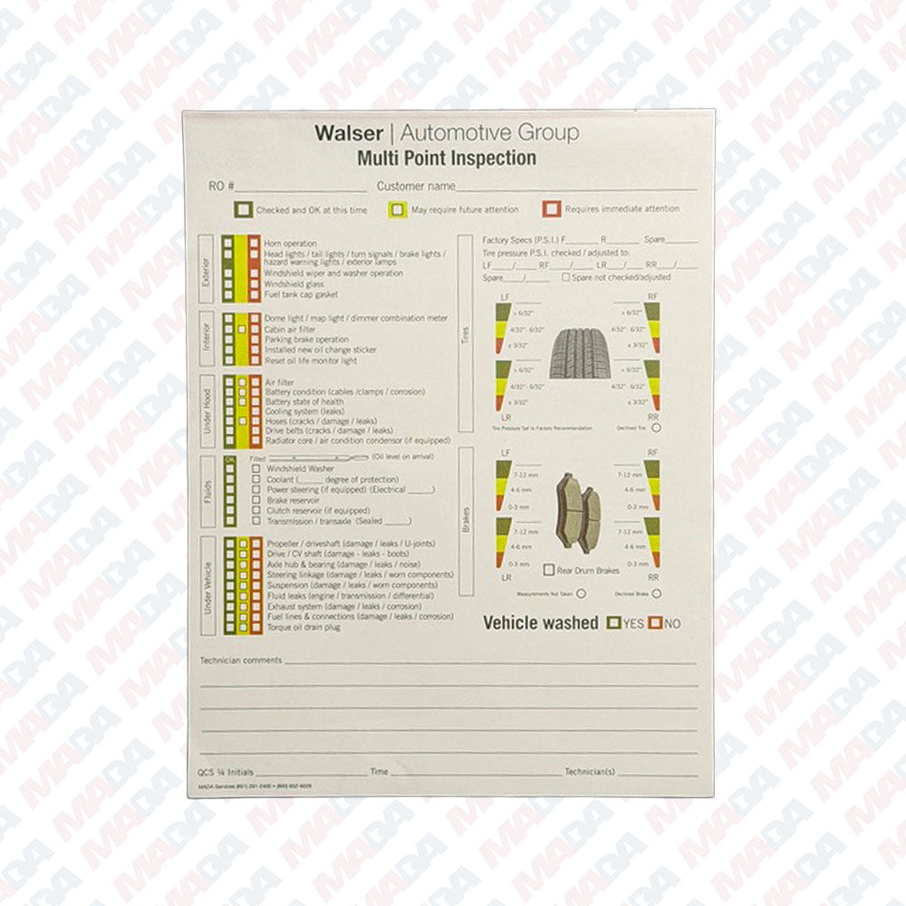 Inspection Form - Walser Automotive Group (250 Pack)