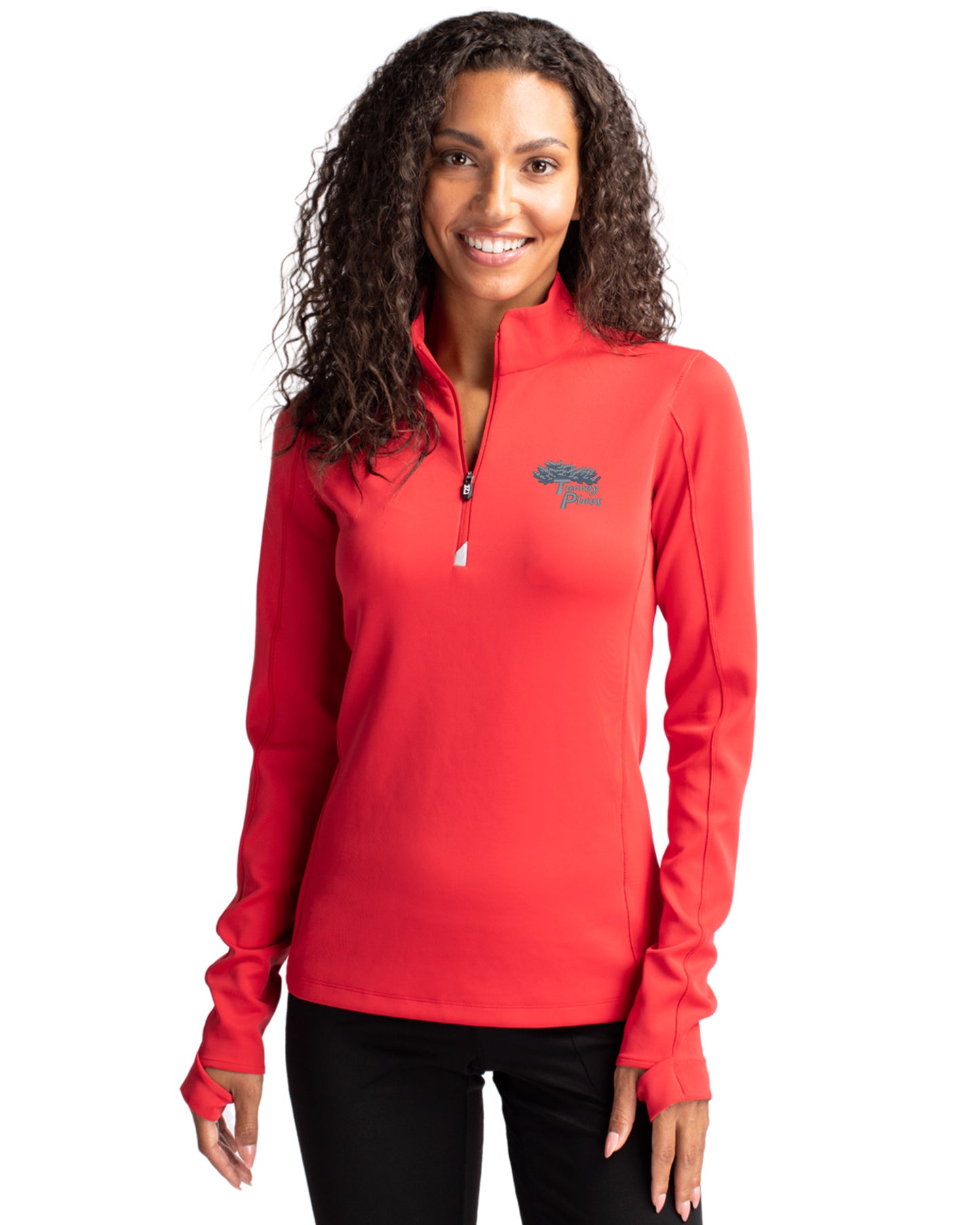 Torrey Pines Cutter & Buck Traverse Recycled Smooth Stretch Womens Quarter Zip Pullover