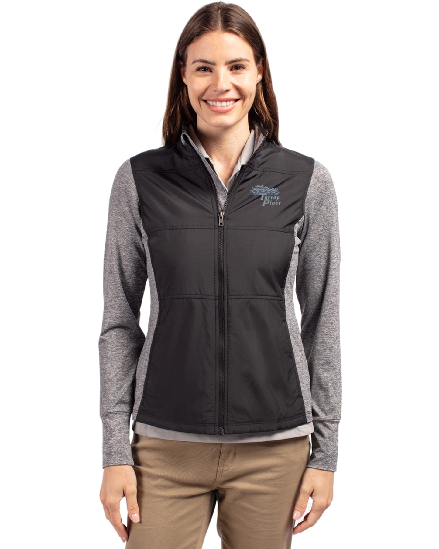 Torrey Pines Cutter & Buck Stealth Recycled Hybrid Quilted Womens Windbreaker Jacket