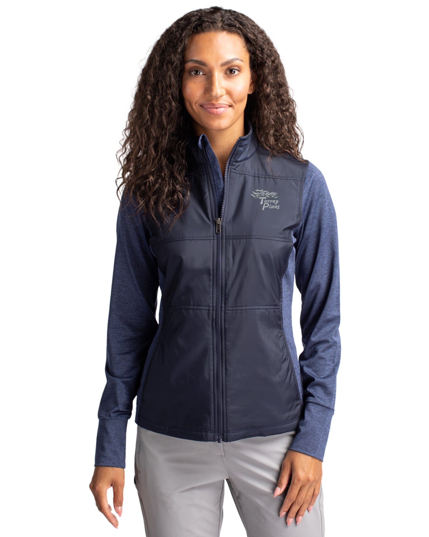 Torrey Pines Cutter & Buck Stealth Recycled Hybrid Quilted Womens Windbreaker Jacket