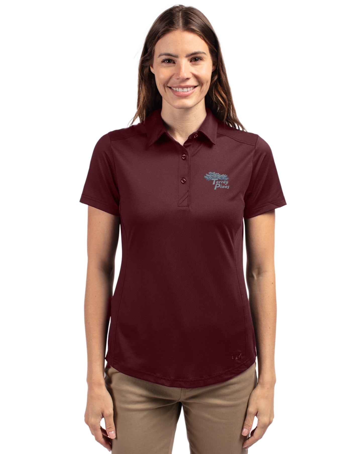 Torrey Pines Cutter & Buck Prospect Recycled Featherlight Stretch Womens Polo